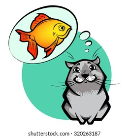 Cat dreams about fish