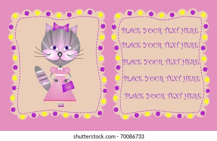 Cat in a dress and a bag vector
