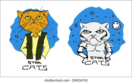 the cat is dressed for a costume sci-Fi movie about space
