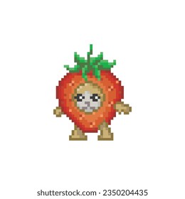 Cat dressed as strawberry, pixel art meme