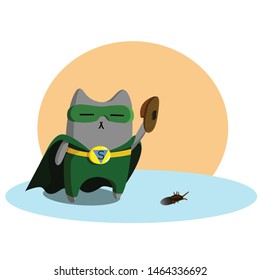 cat dressed in a superhero costume protects against insects