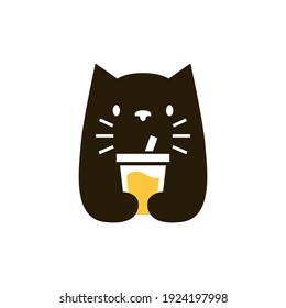 imagen de icono vectorial del logotipo de la bebida gata