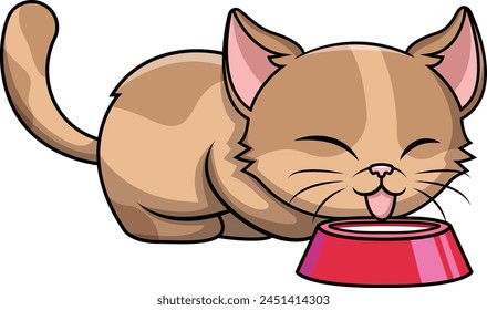 Gato bebiendo leche de Ilustración vectorial de olla