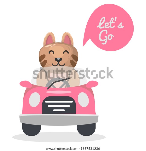 cat driving car cartoon\
vector