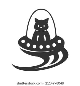Cat driving ufo Icon Illustration Brand Identity