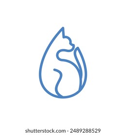 Cat Drop line modern creative design template, logo on white background