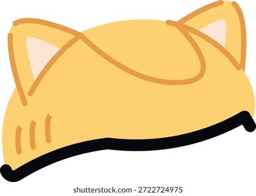 Cat ear beanie with rounded cap, bold outline, and minimal detail, shown in clean linework. Symbol of cosplay, fun apparel, and cozy fashion accessory. Cartoon vector illustration.