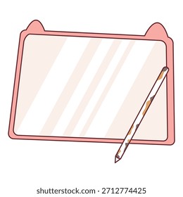 Icono de la tableta digital del oído de gato en el soporte Horizontal con la pluma de la aguja