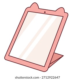 Icono de la tableta digital del oído de gato en el soporte de la Vertical para la presentación o la visión