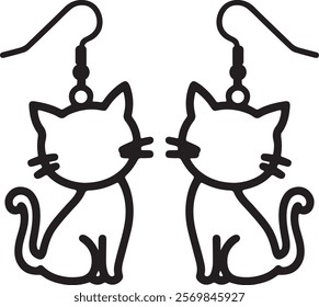 Cat earrings laser cut template silhouette vector art illustration