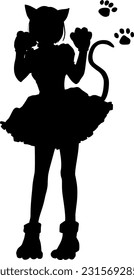 Cat ears cosplay woman silhouette illustration