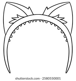 cat ears headband illustration hand drawn outline vector