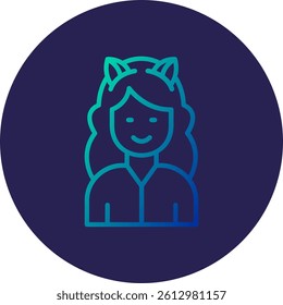 Cat Ears Line Circle Gradient Style
