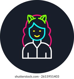 Cat Ears Line Multi Colour Circle