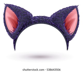 Cat ears mask. Isolated on white vector illustration