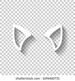 Osos gatos, simple señal. Icono blanco con sombra sobre fondo transparente