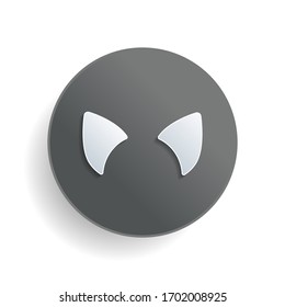 Osos gatos, simple señal. Símbolo de papel blanco sobre botón redondo gris o insignia con sombra