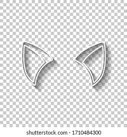 Osos gatos, simple señal. Signo de esquema blanco con sombra sobre fondo transparente