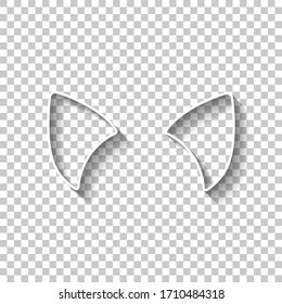 Osos gatos, simple señal. Signo de esquema blanco con sombra sobre fondo transparente