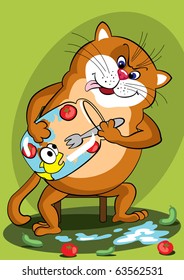 The cat eat fish