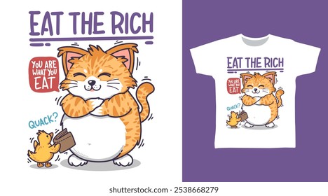 Cat Eat The Rich tshirt art fashion design.