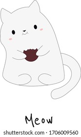 A cat eating chocolate cookie