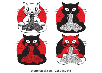 Cat eating spaghetti, spaghetti cat, funny cat, kitty