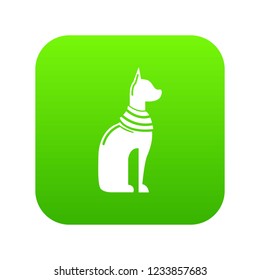 Cat egypt icon green vector isolated on white background