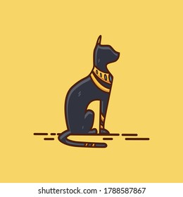 Cat Egyptian Logo Icon flat design