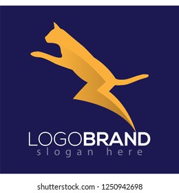 cat electric energy logo vector