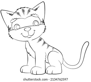 Cat. Element for coloring page. Cartoon style.