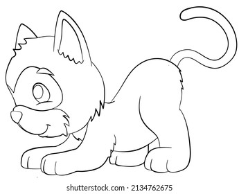 Gato. Elemento para colorear página. Estilo de caricatura.