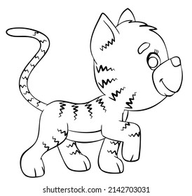 Gato. Elemento para colorear página. Estilo de caricatura.