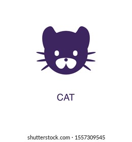 Cat element in flat simple style on white background. Cat icon, with text name concept template