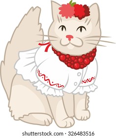 cat embroidery and wreath
