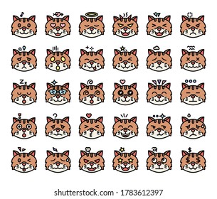 cat emoji color outline vector icons pixel perfect