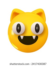 El gato Emoji. Icono de la caricatura 3d de Emotion. Emoticon animal. Ilustración del vector