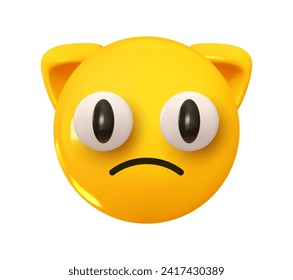 Cat Emoji. Emotion 3d cartoon icon. Animal emoticon. Vector illustration