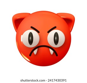 Cat Emoji. Emotion 3d cartoon icon. Animal emoticon. Vector illustration