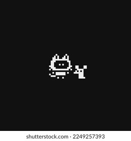 Cat emoji pixel art icon isolated vector illustration. Cute pet. Stickers design. Logo design template for pet shops, veterinary clinics and animal shelters homeless.