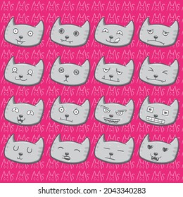 Cat emoji set with background