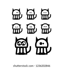 Cat emoji sticker icon set