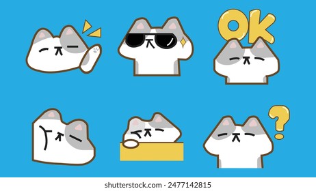 Cat Emoticon Face Vector Set