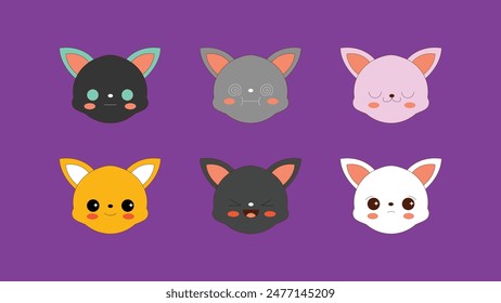 Cat Emoticon Face Vector Set