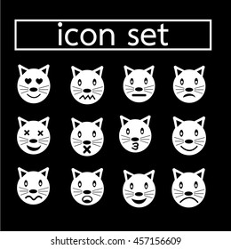 cat emotion icon set illustration design