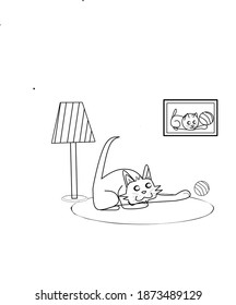 Cat enjoy playing with ball