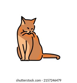 Cat enjoy rest color line icon. Pictogram for web page, mobile app, promo.
