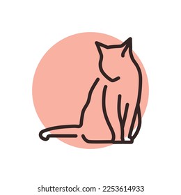 Cat enjoy rest color line icon. Pictogram for web page, mobile app, promo.
