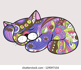 cat in ethnic style