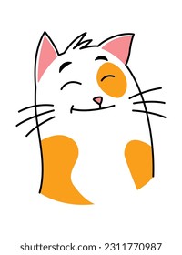 Cat expression. Cartoon pet with cute emotion, creative emoji of home animal. Vector illustration of funny mood of cat with big eyes